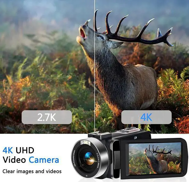Alt view image 2 of 7 - Video Camera 4k with 3" Touch Screen and 32G Card, WiFi Digital Camera, 18X Digital Zoom, Vlogging Camera for YouTube Video Recording, Kids Video Camera, Remote, Microphone
