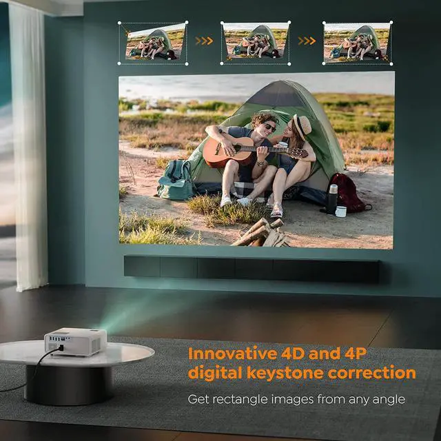 Alt view image 4 of 7 - YABER Pro Y9 5G WiFi Bluetooth Projector, 13000LM 420 ANSI Native 1080P Projector 4K Support, Outdoor Movie Projector with Screen, Max 500" 4P/4D Keystone 50% Zoom Full Sealed Optical 4K Projector