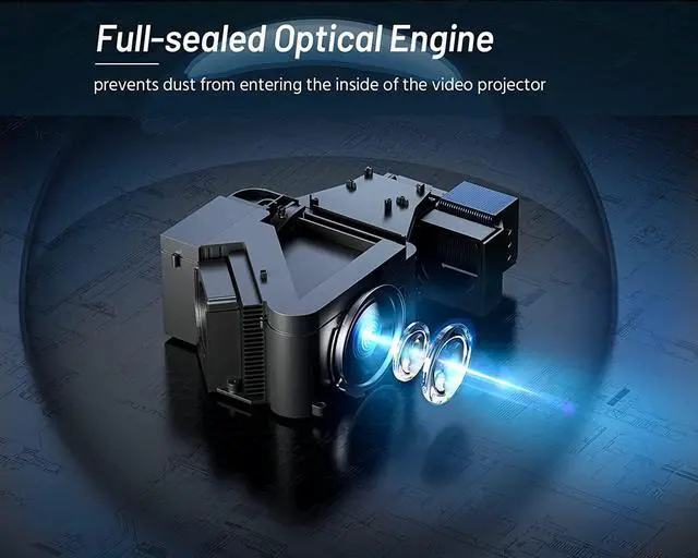 Alt view image 4 of 6 - 4K Support Android TV 10.0 Projector 5G WiFi Bluetooth Native 1080P, CIBEST Full-Sealed Optical Engine Home Movie FHD Projector with Netflix/Prime Video Built-in, 8000+ Apps, Autofocus, Stereo Sound