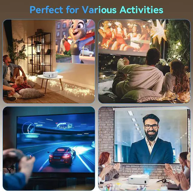 Alt view image 7 of 7 - Projector with WiFi and Bluetooth, Pericat 1080P Outdoor Movie Projector