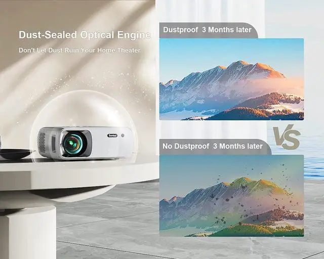 Alt view image 7 of 7 - 5G WiFi Outdoor Bluetooth Projector 4K Supported: 15000L 460 ASIN Native 1080P Projector, 4D/4P Keystone 400'' & 50% Zoom Sovboi Mini Movie Projector, SOI-Smart System Portable Projector for Phone/PC