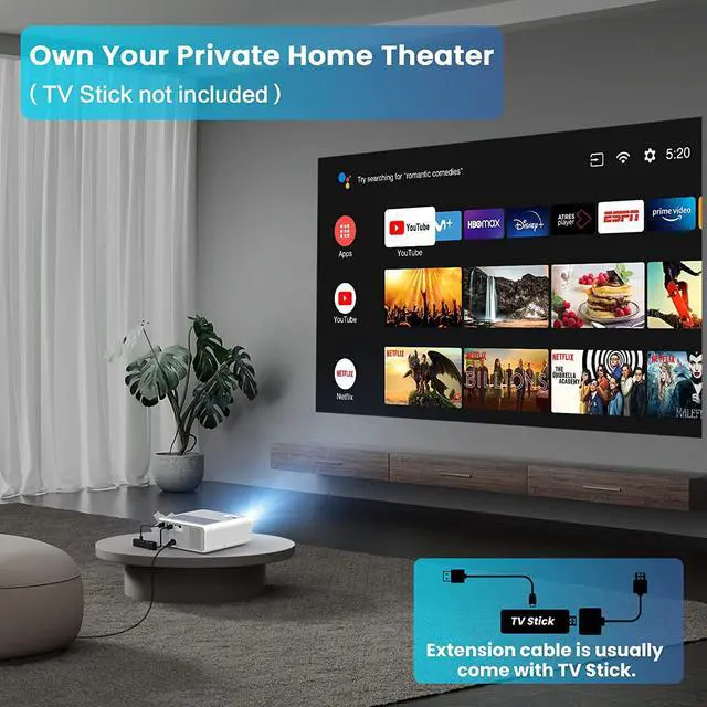 Alt view image 7 of 7 - 5G WiFi 1080P Projector 4K Supported - OSQ 800 ANSI HD Outdoor Movie with Bluetooth, 4P & ±50° Keystone, Zoom 50%, 300'' Home Cinema Video Support PPT, PS4, TV Stick, Laptop, Phone, white (O-410)