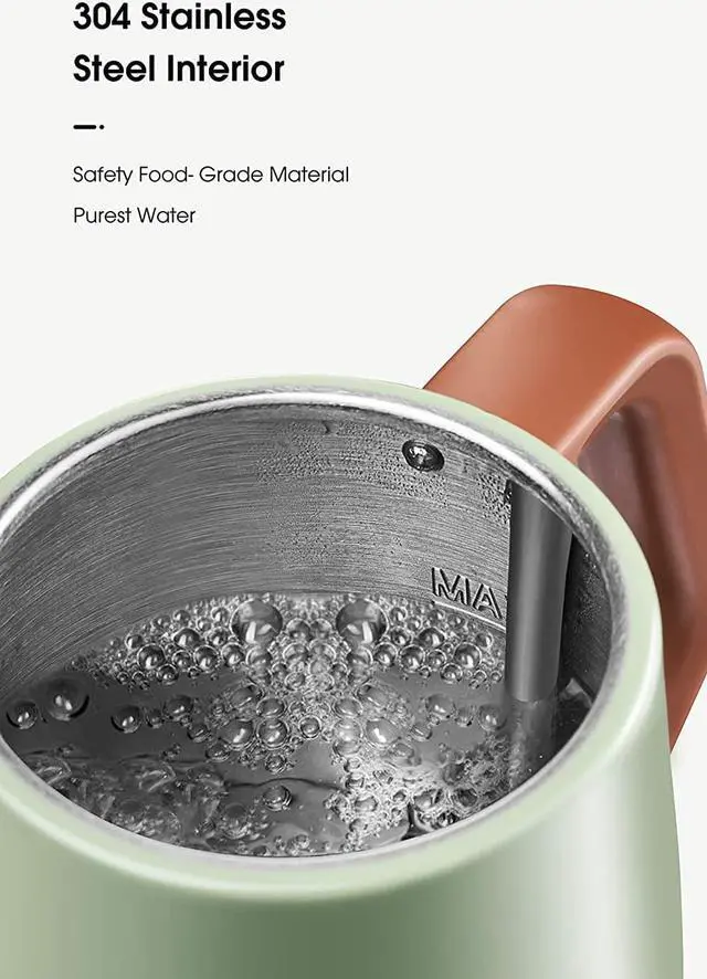 Alt view image 4 of 7 - DmofwHi Gooseneck Electric Kettle(1.0L), 100% Stainless Steel BPA Free Classic Pour Over Coffee Kettle | Tea Kettle - Green