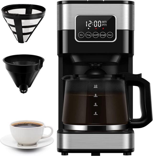 SHARDOR Drip Coffee Maker, Programmable 10-cup Coffee Machine with Touch  Screen, Coffee Pot with Timer, Auto Shut-off, Reusable Filter, Home and  Office, Black & Stainless Steel 