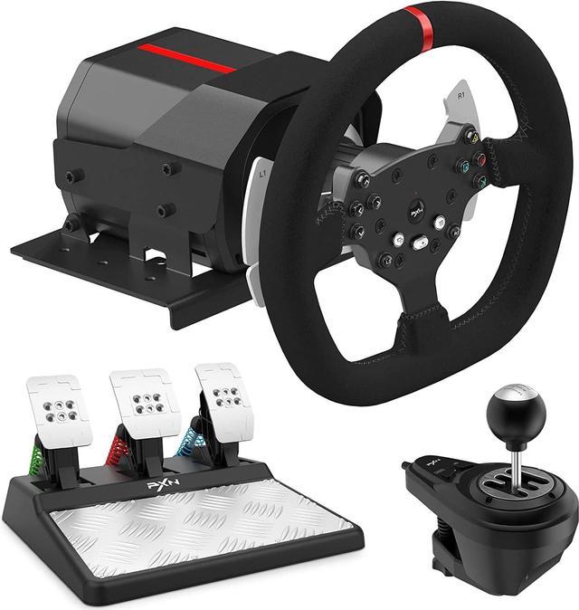 V10 Force Feedback Gaming Racing Wheel with Magnetic Pedals and