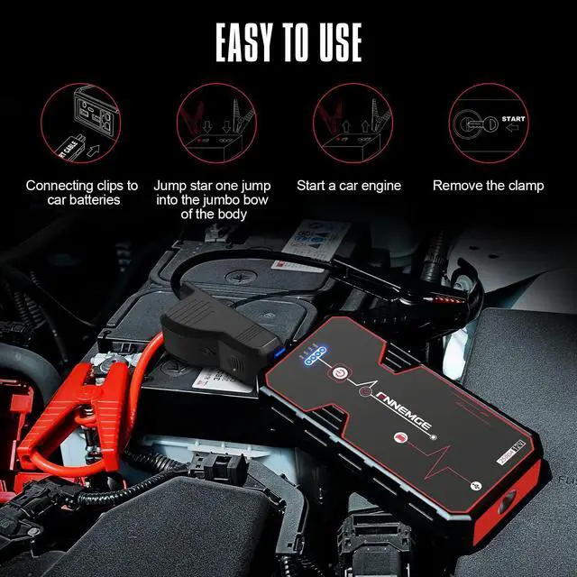 Alt view image 3 of 7 - Car Jump Starter, 2500A Peak 23800mAh 12V Car Battery Starter(Up to All Gas, 8.0L Diesel Engine), with USB Quick Charge 3.0,LED Light,12V DC Output.