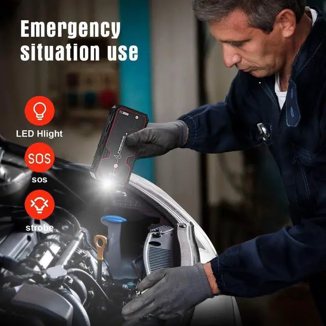 Alt view image 6 of 7 - Car Jump Starter, 2500A Peak 23800mAh 12V Car Battery Starter(Up to All Gas, 8.0L Diesel Engine), with USB Quick Charge 3.0,LED Light,12V DC Output.
