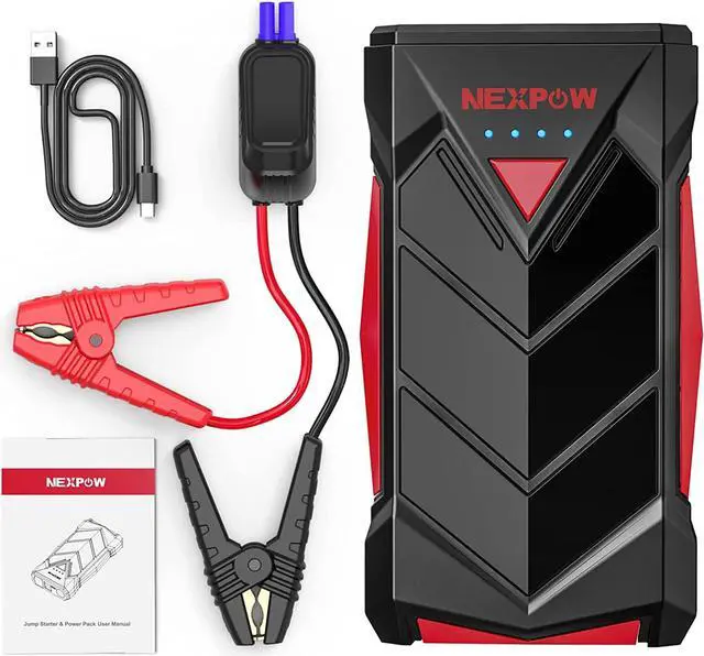 Alt view image 6 of 7 - NEXPOW Portable Jump Starter,12V Car Battery Jump Starter Power Pack with USB Quick Charge (Up to 7L Gas or 5.5L Diesel Engine) Battery Booster with Built-in LED Light
