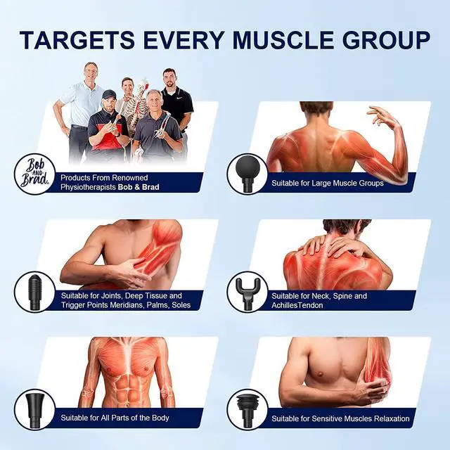 Alt view image 3 of 7 - Bob and Brad Deep Tissue Percussion C2 Massage Gun (from original manufacturer with original package and accessories, providing one year warranty)