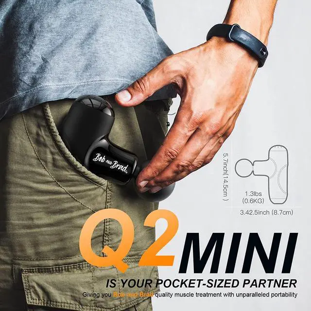 Alt view image 6 of 7 - BOB AND BRAD Q2 Mini Massage Gun Pocket-Sized Deep Tissue Massager Gun Black Health & Personal Care