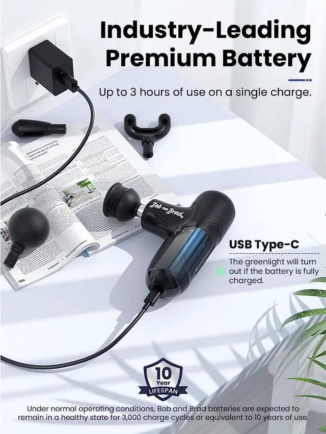 Alt view image 5 of 7 - BOB AND BRAD Q2 Mini Deep Tissue Portable Percussion Muscle Massager Gun (Brand New), Muscle Massage Gun with Carry Case for On The Go Usage