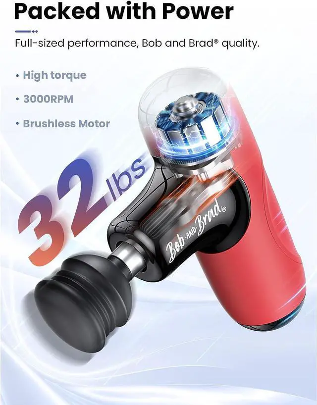 Alt view image 2 of 7 - BOB AND BRAD Q2 Mini Deep Tissue Portable Percussion Muscle Massager Gun (Brand New), Muscle Massage Gun with Carry Case for On The Go Usage Red