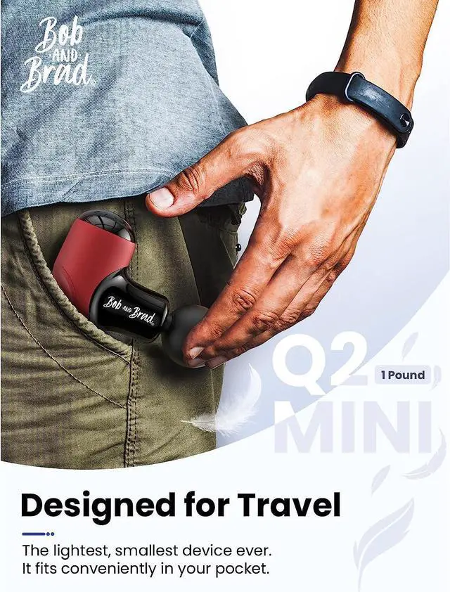 Alt view image 6 of 7 - BOB AND BRAD Q2 Mini Deep Tissue Portable Percussion Muscle Massager Gun (Brand New), Muscle Massage Gun with Carry Case for On The Go Usage Red