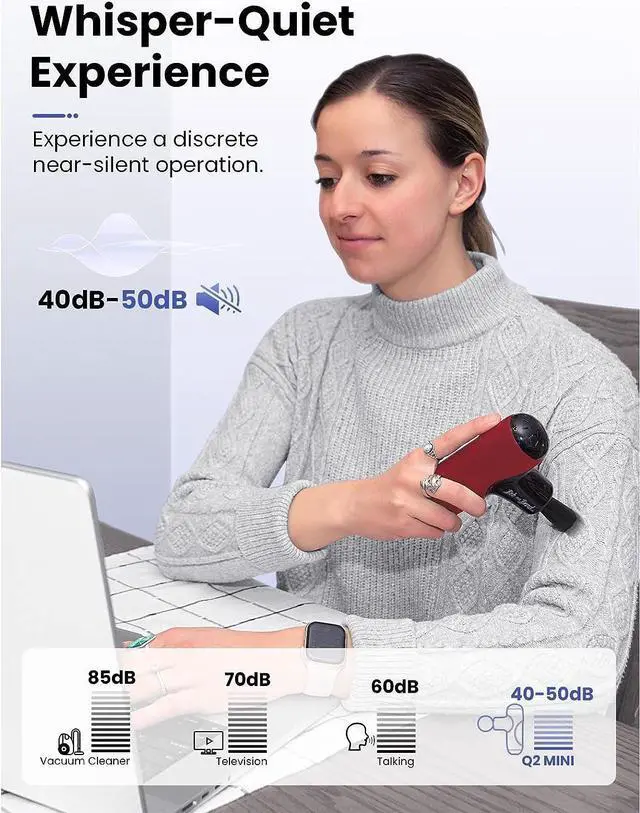Alt view image 5 of 7 - BOB AND BRAD Q2 Mini Deep Tissue Portable Percussion Muscle Massager Gun (Brand New), Muscle Massage Gun with Carry Case for On The Go Usage Red
