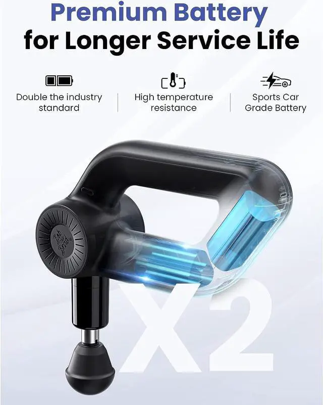 Alt view image 4 of 7 - BOB AND BRAD D6 Pro Massage Gun Deep Tissue Percussion with 16mm Amplitude, Professional Electric Handheld Muscle Massager Gun for Athletes Pain Relief with Ultra Quiet Technology (Brand New)