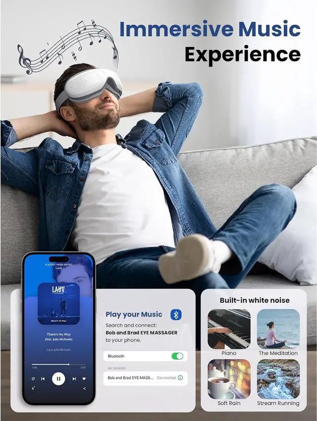 Alt view image 7 of 7 - BOB AND BRAD Smart Eye Massager,Reducing Dry Eyes, Puffy Eyes and Eyestrain - Heated Eye Massager Mask Massage Eyes and Temples for Relaxation - Ideal Gift for Women and Men