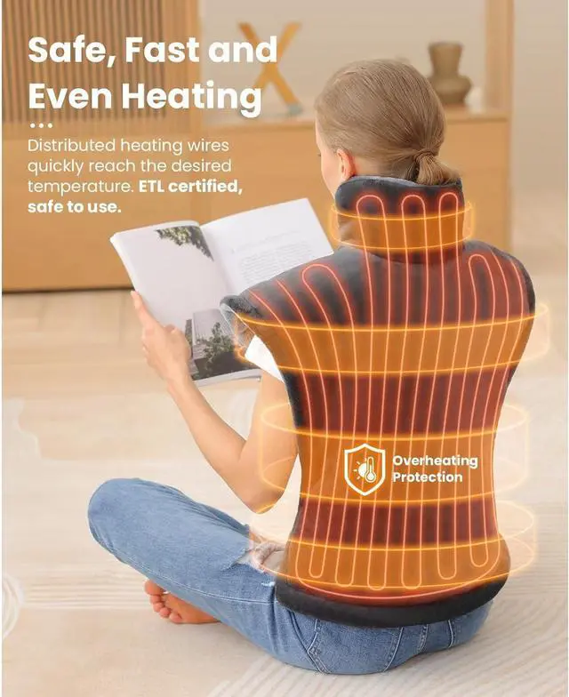 Alt view image 2 of 6 - Bob and Bob Neck And Shoulder Heating Pad Heated Shawl for Shoulder Pain Relief and Relaxation Washable Healthy Care ideal Gift For Mom/Dad Birthday Gift,Mother's Day/Father's Day Gift,Christmas Gifts