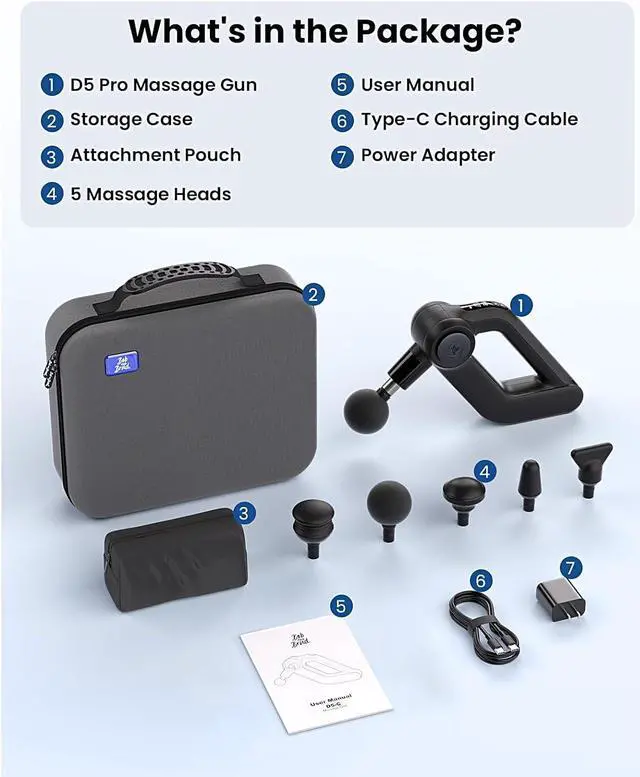 Alt view image 2 of 7 - BOB AND BRAD D5 Pro Massage Gun, Powerful Percussion Massage Gun Deep Tissue with Enhanced Power for Athletes Home Gym, Handheld Muscle Massager Gun for Pain Relief & Muscle Therapy