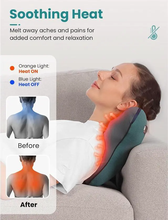 Alt view image 2 of 7 - BOB AND BRAD Back Massager with Heat,for Pain Relief Deep Tissue,Massage Pillow for Full Body
