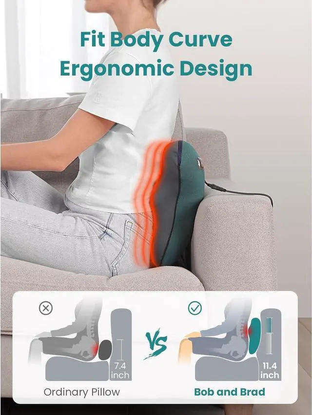 Alt view image 4 of 7 - BOB AND BRAD Back Massager with Heat,for Pain Relief Deep Tissue,Massage Pillow for Full Body
