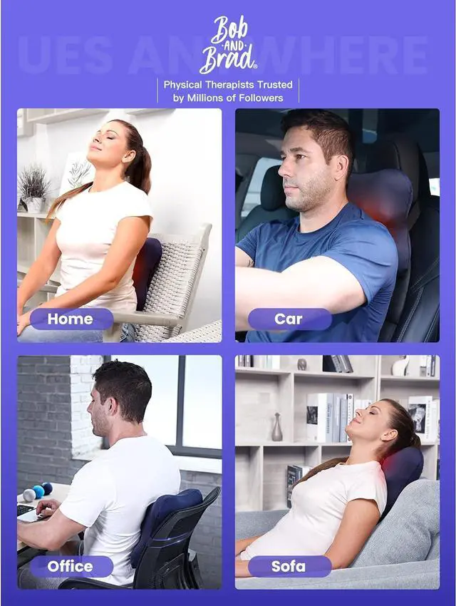 Alt view image 3 of 7 - BOB AND BRAD Back Massager with Heat, Cordless Shiatsu Massagers for Neck and Back, Neck and Shoulder Massager, 3D Kneading Massage Pillow for Muscle Pain Relief, Relaxation Gifts for Women Men