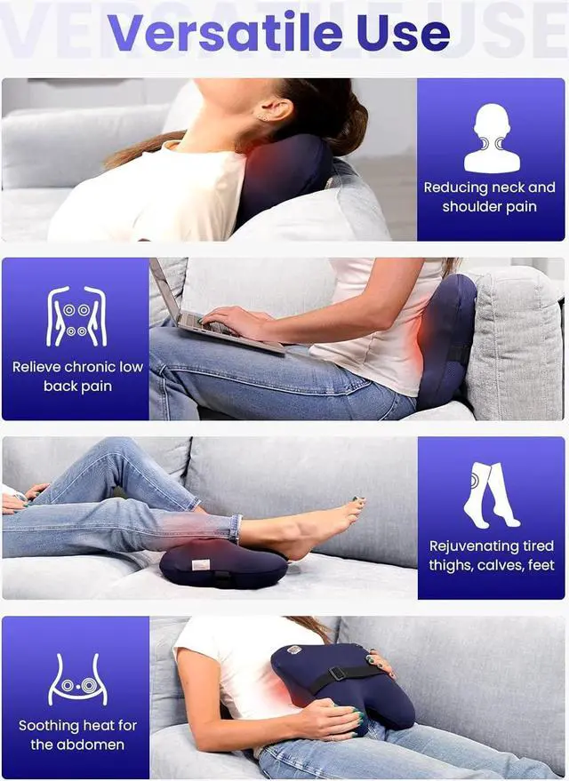 Alt view image 4 of 7 - BOB AND BRAD Back Massager with Heat, Cordless Shiatsu Massagers for Neck and Back, Neck and Shoulder Massager, 3D Kneading Massage Pillow for Muscle Pain Relief, Relaxation Gifts for Women Men