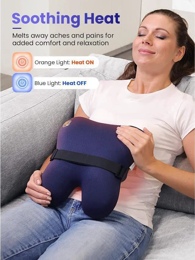 Alt view image 5 of 7 - BOB AND BRAD Back Massager with Heat, Cordless Shiatsu Massagers for Neck and Back, Neck and Shoulder Massager, 3D Kneading Massage Pillow for Muscle Pain Relief, Relaxation Gifts for Women Men