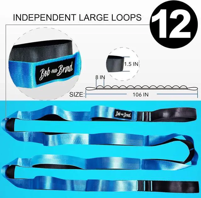 Alt view image 3 of 7 - BOB AND BRAD Stretch Strap, 12 Loop Yoga Stretch Strap, Non-elastic Stretch Strap for Stretching, Physical Therapy, Pilates, Dance, Gymnastics, and Athletic Trainers with Carry Bag