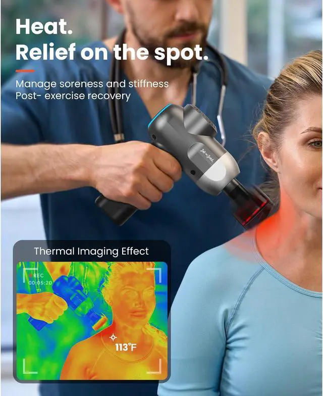 Alt view image 3 of 7 - BOB AND BRAD C2 Plus Massage Gun with Heat, Electric Back Massagers for Professional Athletes Home Gym, Deep Tissue Muscle Massager, Percussion Massager,FSA and HSA Eligible