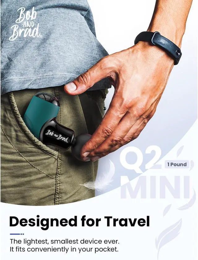 Alt view image 2 of 7 - BOB AND BRAD Q2 Mini Massage Gun,Pocket-Sized Green Muscle Massager with Ultra Small & Quiet Muscle Massage Gun with Carry Case,Pain Relief Quiet Electric Handheld Muscle Massager,FSA and HSA Eligible
