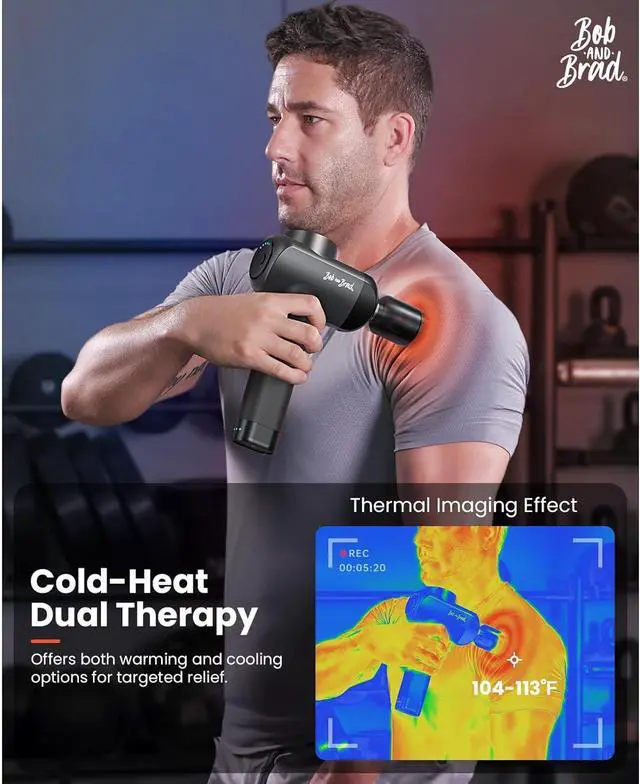Alt view image 4 of 7 - BOB AND BRAD X6 Pro Max Massage Gun with Heat-Cold and Metal Head Therapy, Deep Tissue Percussion Massager Gun,Pain Relief,Quiet Electric Handheld Muscle Massager,FSA and HSA Eligible