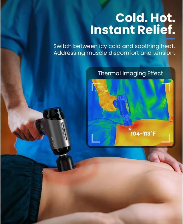 Alt view image 2 of 7 - BOB AND BRAD T2 Pro Massage Gun with Heat and Cold, for Professional Athletes Home Gym(LX), Deep Tissue Percussion Massager Gun,Pain Relief,Quiet Handheld Muscle Massager,FSA and HSA Eligible
