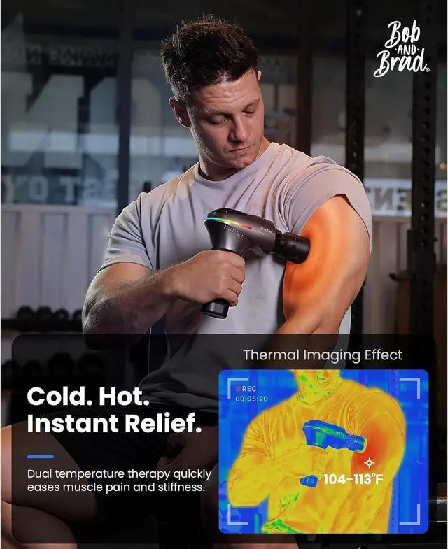 Alt view image 2 of 7 - BOB AND BRAD A2 Pro Massage Gun with Heat and Cold Therapy, Deep Tissue Percussion Massager Gun,Pain Relief,Quiet Electric Handheld Muscle Massager,FSA and HSA Eligible