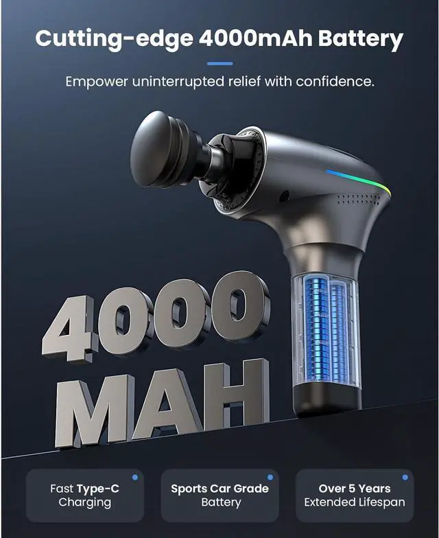 Alt view image 6 of 7 - BOB AND BRAD A2 Pro Massage Gun with Heat and Cold Therapy, Deep Tissue Percussion Massager Gun,Pain Relief,Quiet Electric Handheld Muscle Massager,FSA and HSA Eligible