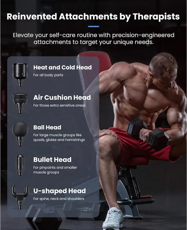 Alt view image 7 of 7 - BOB AND BRAD A2 Pro Massage Gun with Heat and Cold Therapy, Deep Tissue Percussion Massager Gun,Pain Relief,Quiet Electric Handheld Muscle Massager,FSA and HSA Eligible