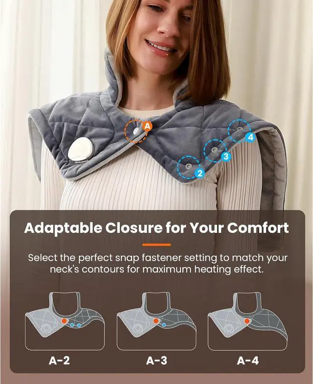 Alt view image 4 of 7 - BOB AND BRAD Weighted Heating Pad with Far Infrared Therapy for Neck and Shoulders, Deeper Muscle Relief, Electric Heated Neck Shoulder Wrap, FSA HSA Eligible, 20"x22", Gifts for Women Men Mom Dad