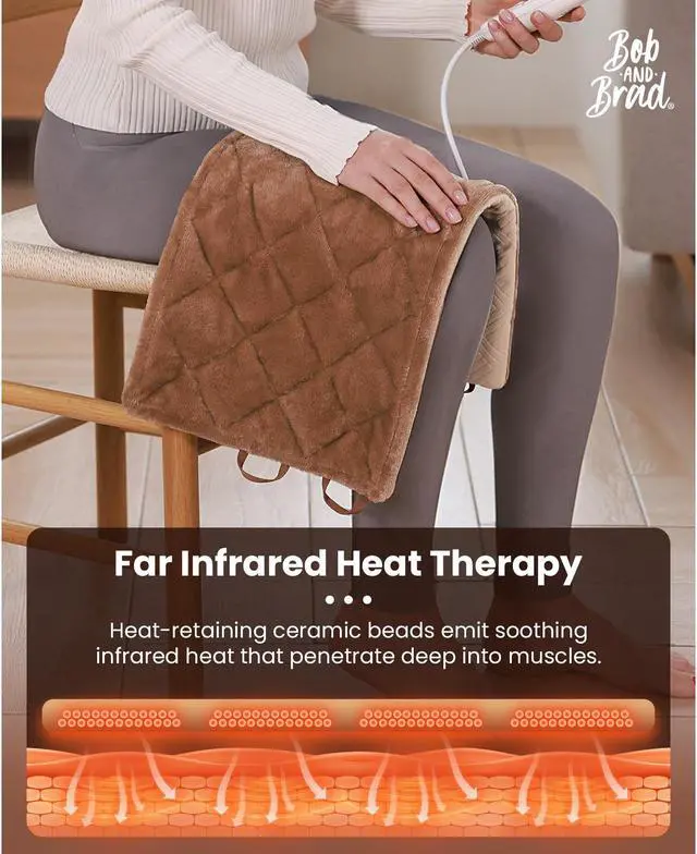 Alt view image 3 of 7 - BOB AND BRAD Weighted Heating Pad with Far Infrared Therapy for Back Pain & Cramps Relief, Adjustable Belt Included, Deeper Muscle Relief for Neck and Shoulders, Knee, Leg, FSA HSA Eligible,Nice Gift