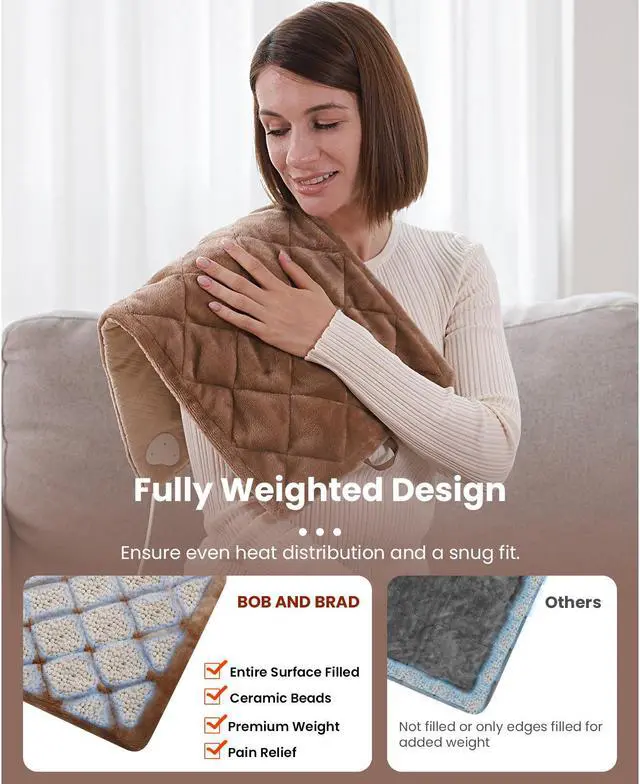 Alt view image 2 of 7 - BOB AND BRAD Weighted Heating Pad with Far Infrared Therapy for Back Pain & Cramps Relief, Adjustable Belt Included, Deeper Muscle Relief for Neck and Shoulders, Knee, Leg, FSA HSA Eligible,Nice Gift