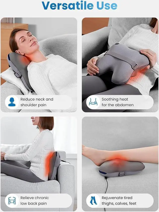 Alt view image 7 of 7 - BOB AND BRAD Back Massager with Heat & Remote, EZBack Plus Neck Massager for Pain Relief Deep Tissue,Electric Shiatsu 3D Kneading Massage Pillow with 3 Level for Neck, Back,Shoulders, Legs,Ideal Gifts