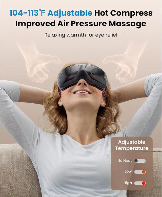 Alt view image 3 of 7 - BOB AND BRAD Eye Massager, EyeOasis 2 -Eye Massager with Heat,Smart Eye Mask Massager for Migraine with BT Music,Reduce Eye Strain Dry Eyes Improve Sleep,FSA/HSA Eligible,Gifts for Women and Men,Black