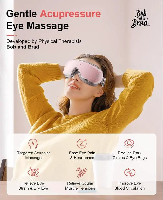 Alt view image 2 of 7 - BOB AND BRAD Eye Massager EyeOasis 2 - Heated Eye Massager for Migraines ,with Compression and Music, Smart Eye Mask Massager Eyes Relaxation Improve Sleep, FSA/HSA Eligible,Gifts for Women and Men