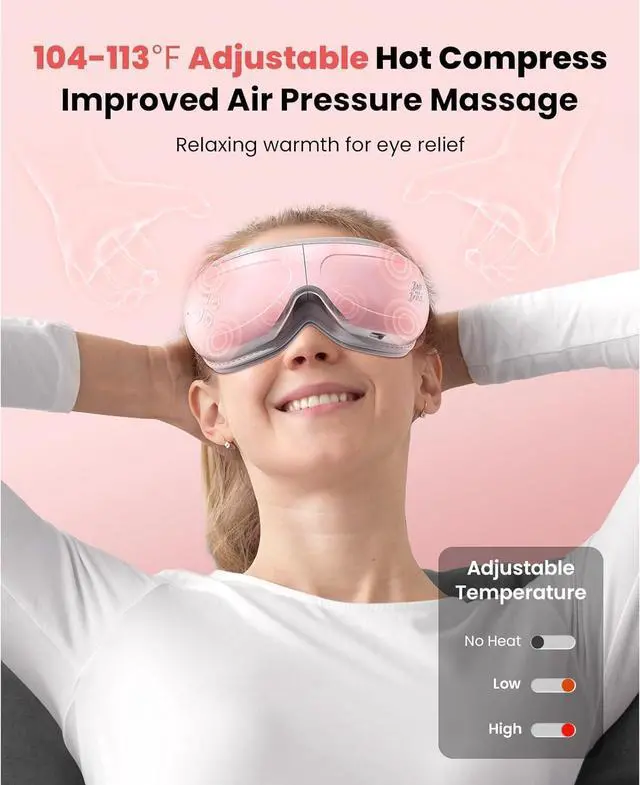Alt view image 3 of 7 - BOB AND BRAD Eye Massager EyeOasis 2 - Heated Eye Massager for Migraines ,with Compression and Music, Smart Eye Mask Massager Eyes Relaxation Improve Sleep, FSA/HSA Eligible,Gifts for Women and Men