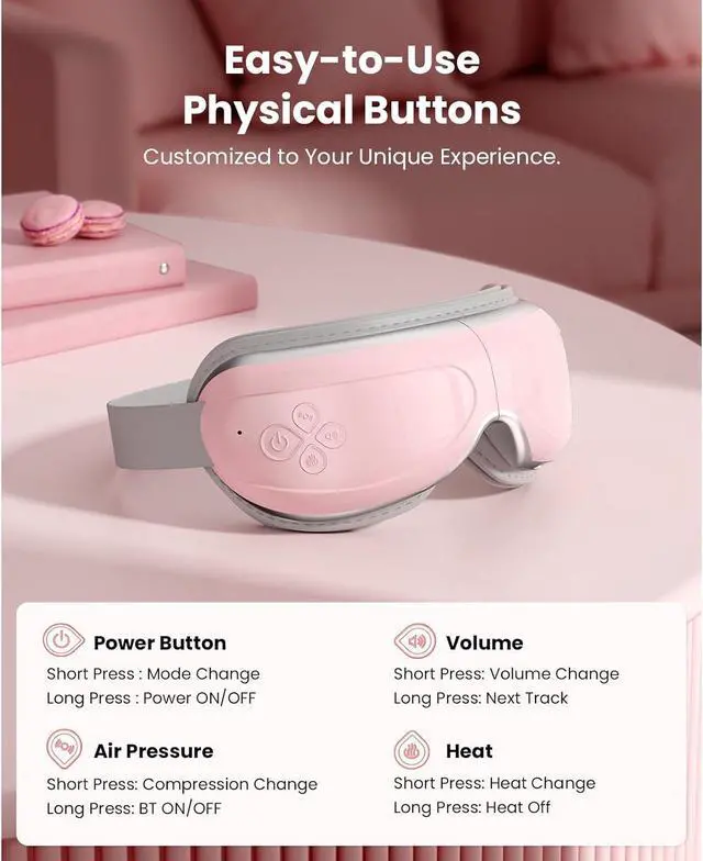 Alt view image 4 of 7 - BOB AND BRAD Eye Massager EyeOasis 2 - Heated Eye Massager for Migraines ,with Compression and Music, Smart Eye Mask Massager Eyes Relaxation Improve Sleep, FSA/HSA Eligible,Gifts for Women and Men