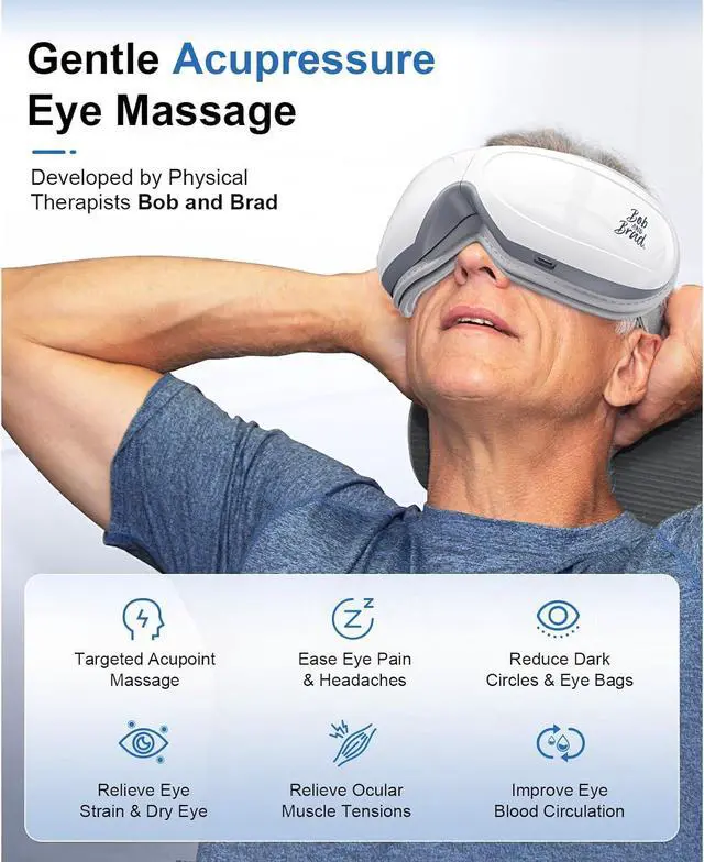 Alt view image 2 of 7 - BOB AND BRAD Eye Massager,EyeOasis 2 Plus - Eye Massager for Migraines with Remote&Heat& Compression&Music,FSA/HSA Eligible, Heated Eye Massage Mask for Dry Eyes Relief Improve Sleep, Ideal Gifts