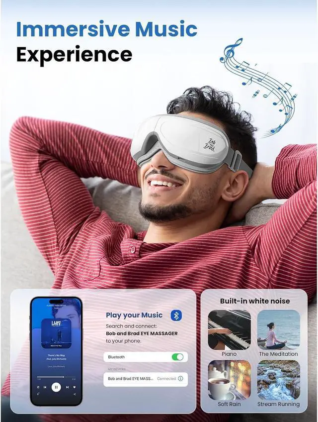 Alt view image 7 of 7 - BOB AND BRAD Eye Massager,EyeOasis 2 Plus - Eye Massager for Migraines with Remote&Heat& Compression&Music,FSA/HSA Eligible, Heated Eye Massage Mask for Dry Eyes Relief Improve Sleep, Ideal Gifts