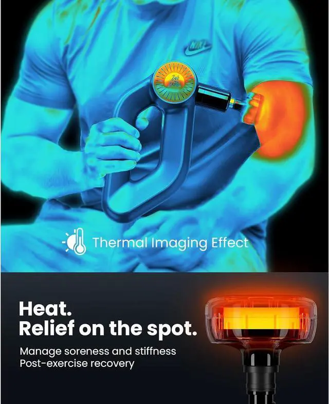 Alt view image 2 of 7 - BOB AND BRAD D6 Pro Plus Massage Gun with Heat,Deep Tissue Percussion with 16mm Amplitude, Professional Muscle Massager for Athletes, Quiet Electric Handheld Massager, FSA HSA Eligible,Men Nice Gifts