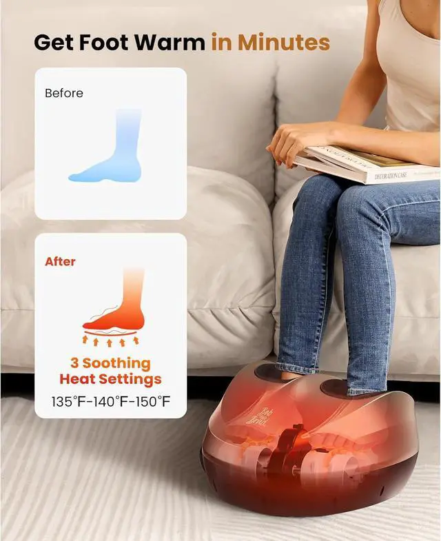 Alt view image 3 of 7 - BOB AND BRAD Foot Massager with Heat, Shiatsu Deep Kneading Foot Care, Deep Tissue Muscle Relaxation, Heated Electric Feet Massager Machine for Neuropathy, Christmas Gift for Men Women Mon Foot Care