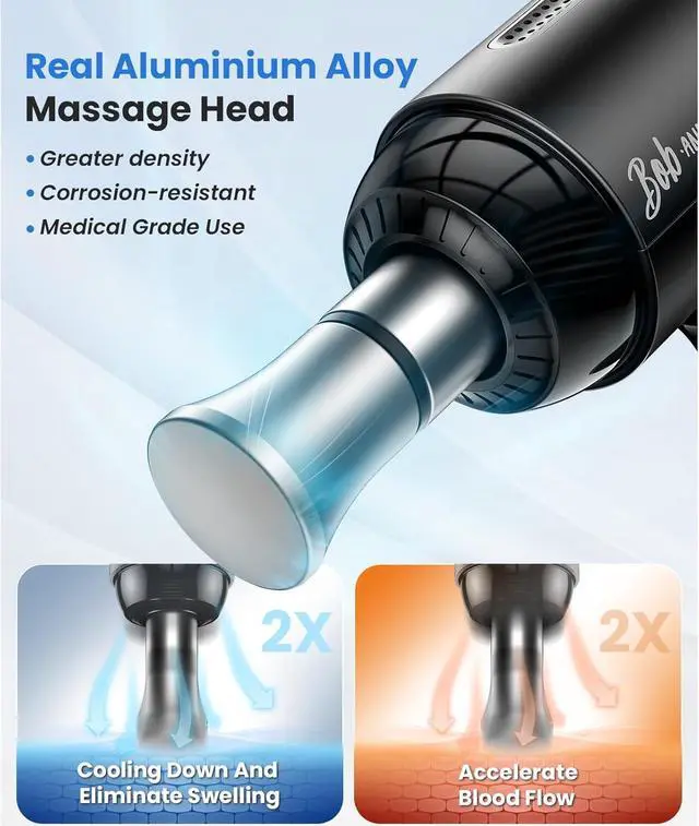 Alt view image 2 of 7 - BOB AND BRAD T2 Max Massage Gun with Metal Head,4000 mAh Battery Handheld Electric Massager, Professional Percussion Muscle Massage Gun Deep Tissue with 10MM Amplitude,Nice Gift, FSA and HSA Eligible