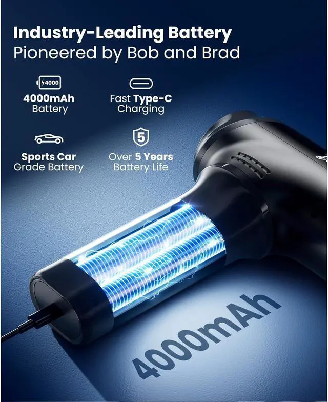 Alt view image 6 of 7 - BOB AND BRAD T2 Max Massage Gun with Metal Head,4000 mAh Battery Handheld Electric Massager, Professional Percussion Muscle Massage Gun Deep Tissue with 10MM Amplitude,Nice Gift, FSA and HSA Eligible
