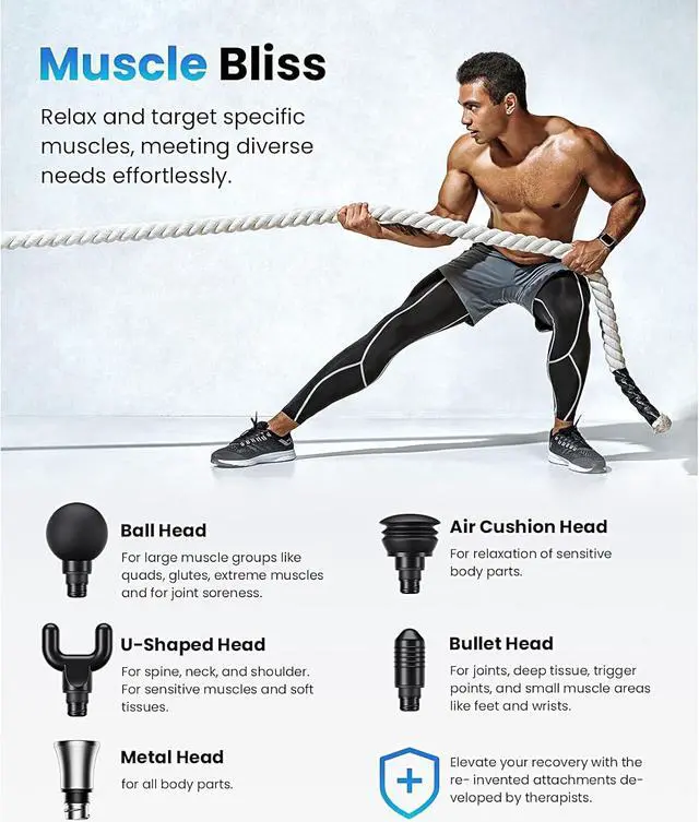 Alt view image 6 of 7 - BOB AND BRAD C2 Max Massage Gun with Metal Head,Deep Tissue Muscle Massage Gun,Professional Electric Back Massager for Athletes,FSA and HSA Eligible,Idea Gift